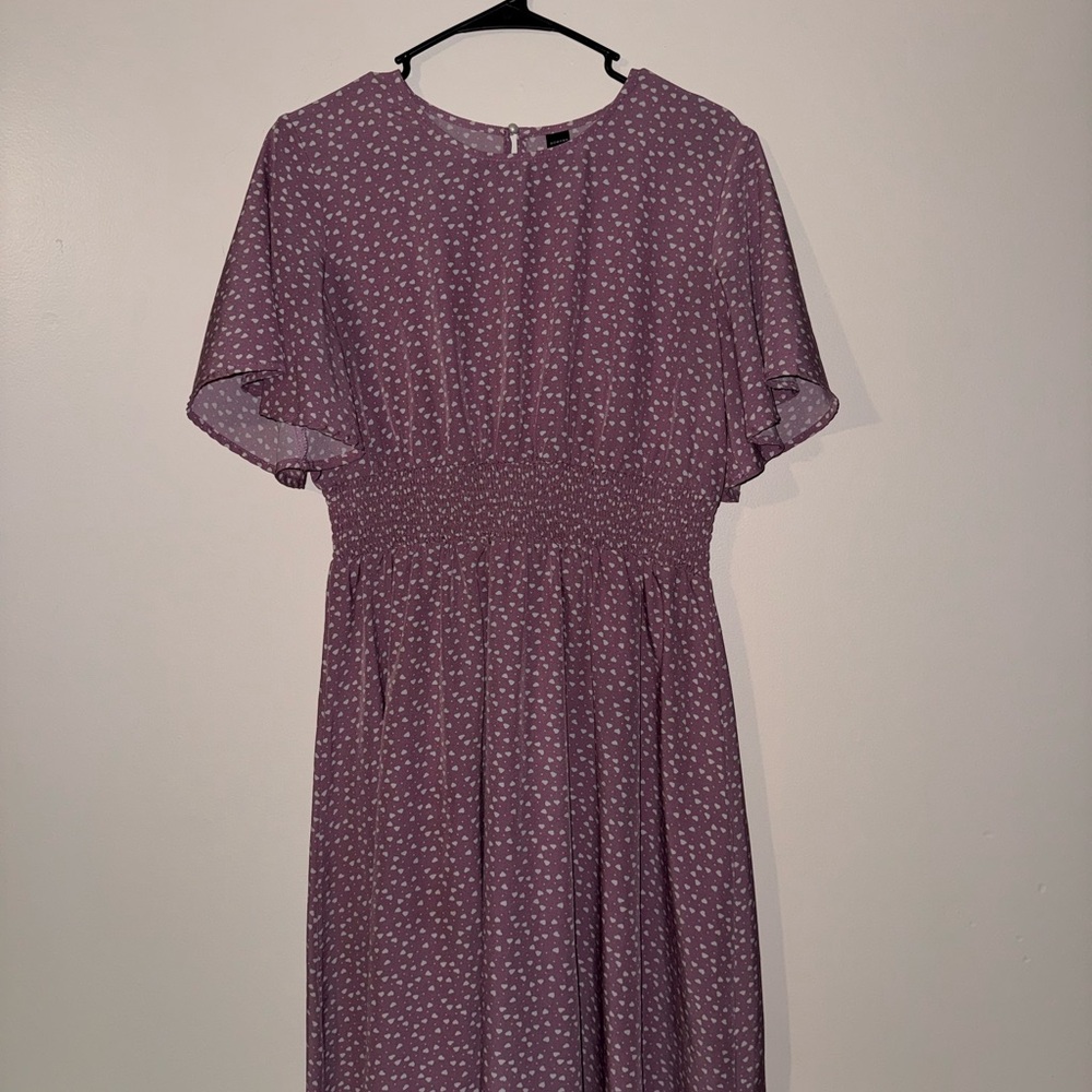 SHEIN Purple Midi Dress with Polka Dots